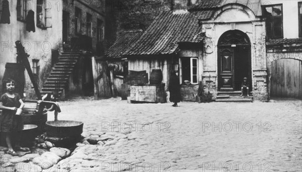 Synagogue courtyard in Vilna, Poland, (c1930s?) Artist: Unknown