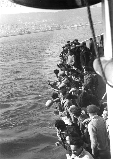 Jewish refugees arriving at Haifa, 1949. Artist: Unknown