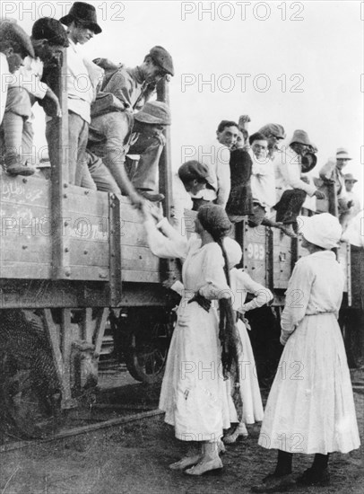 Members of the Jewish Legion bid farewell to their families, World War I, 1915-1918. Artist: Unknown