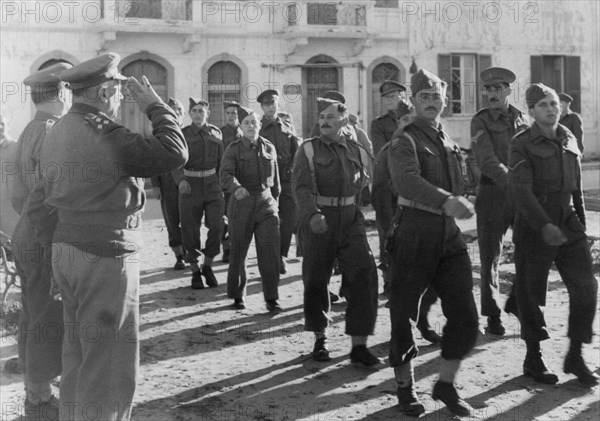 March-past by members of the Jewish Brigade, Tripoli, Libya, 30 January 1943. Artist: Unknown
