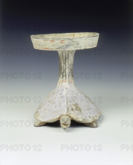 Painted pottery lamp in the form of a tortoise, Western Han dynasty, China, late 2nd-1st century BC. Artist: Unknown