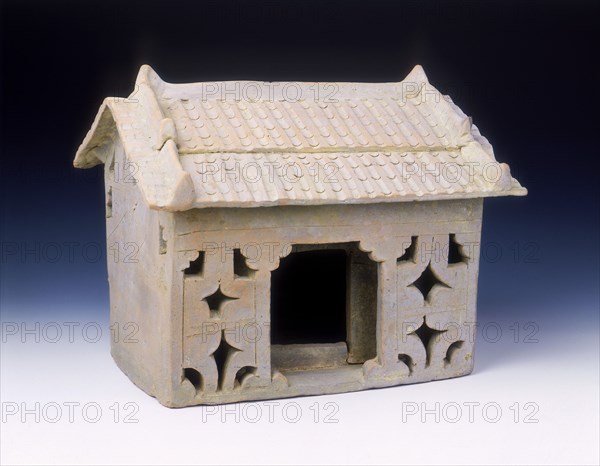 Brick red pottery model of a house, late Eastern Han dynasty, China, early 3rd century. Artist: Unknown