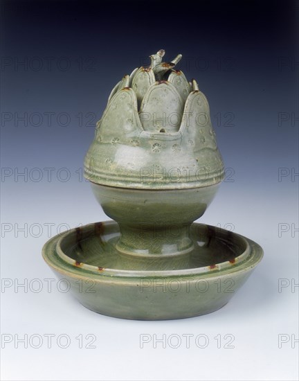 Yue stoneware boshanlu censer, late Western Jin dynasty, China, c300. Artist: Unknown