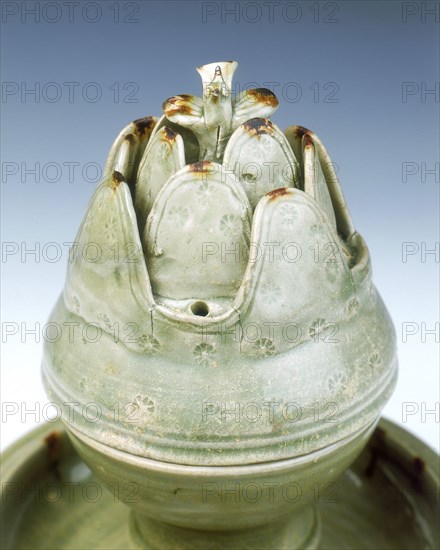 Yue stoneware boshanlu censer, late Western Jin dynasty, China, c300. Artist: Unknown