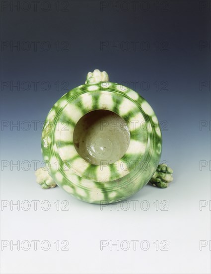 Green lead glazed tripod jar, High Tang period, China, 684-756. Artist: Unknown