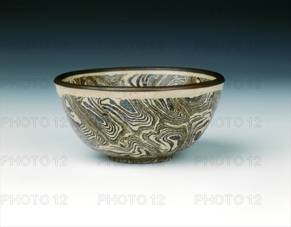 Black and white marbleware bowl, Northern Song dynasty, China, 11th century. Artist: Unknown