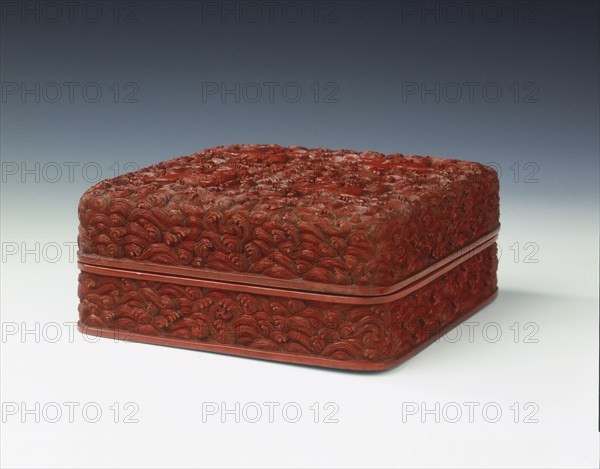 Carved red lacquer covered box, Qing dynasty, China, mid-late 18th century. Artist: Unknown