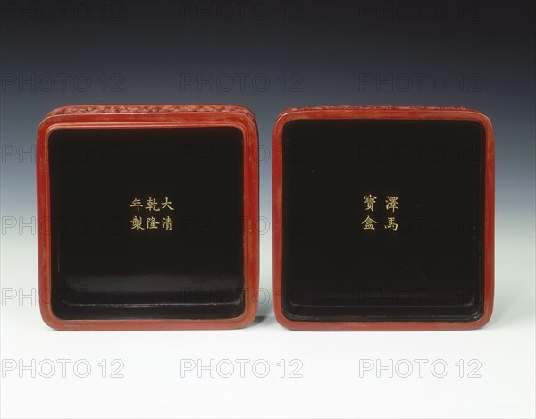 Carved red lacquer covered box, Qing dynasty, China, mid-late 18th century. Artist: Unknown