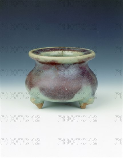 Jun stoneware tripod censer with red and purple splashes, Jin dynasty, China, 1115-1234. Artist: Unknown