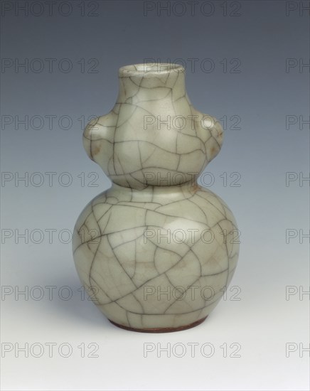 Guan-type celadon miniature double gourd vase, Yuan dynasty, China, 14th century. Artist: Unknown