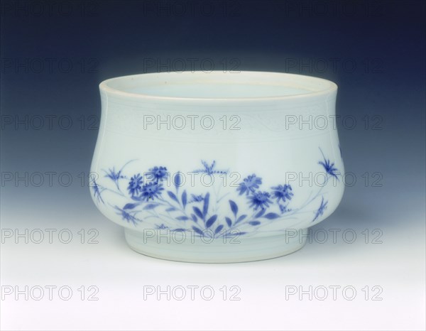 Blue and white censer, Transitional period, China, c1640. Artist: Unknown
