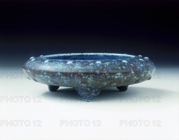 Tripod brushwasher with 'robin's egg' glaze, Yongzheng period, Qing dynasty, China, 1723-1735. Artist: Unknown