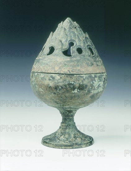 Bronze boshanlu censer, Wang-Mang Interregnum, China, 9-25. Artist: Unknown