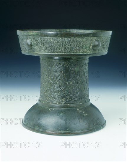 Bronze offertory stand with landscape decoration, Ming dynasty, China, 1485. Artist: Unknown