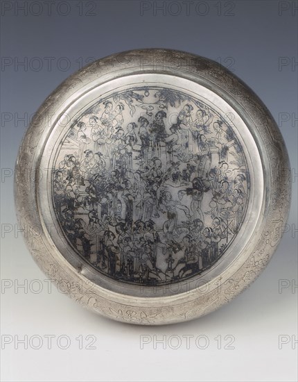 Chased silver covered box, Southern Song-Yuan dynasty, China, 13th century. Artist: Unknown
