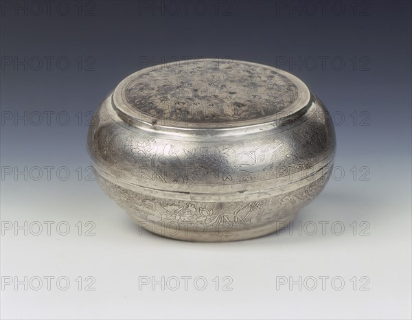 Chased silver covered box, Southern Song-Yuan dynasty, China, 13th century. Artist: Unknown