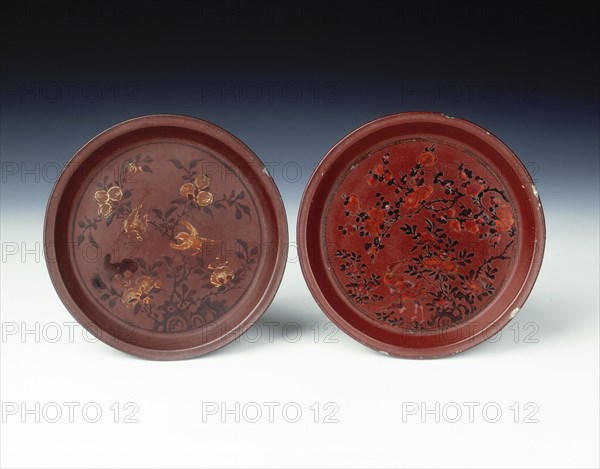 Pair of painted lacquer dishes, Ming dynasty, China, late 16th -early 17th century. Artist: Unknown