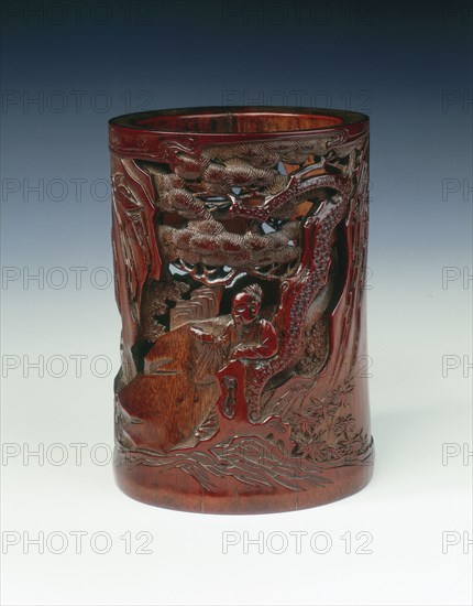 Carved bamboo brushpot, China, 1st half of the 18th century. Artist: Unknown