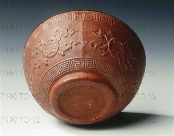 Gourd-moulded bowl with lacquer interior, China, c1736-c1795. Artist: Unknown