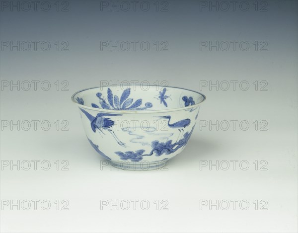 Blue and white Kraak porcelain bowl, China, 1550-1575. Artist: Unknown