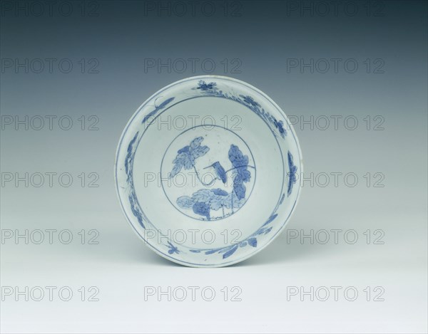 Blue and white Kraak porcelain bowl, China, 1550-1575. Artist: Unknown