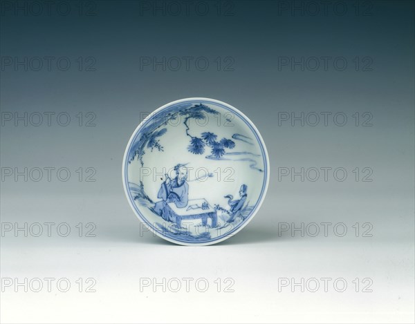 Blue and white cup showing calligrapher Wang Xizhi, China, 1573-1620. Artist: Unknown