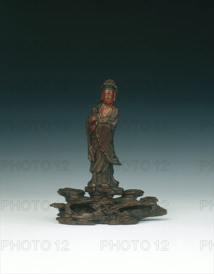 Wood and lacquer figure of Guanyin, China, 1644-1700. Artist: Unknown