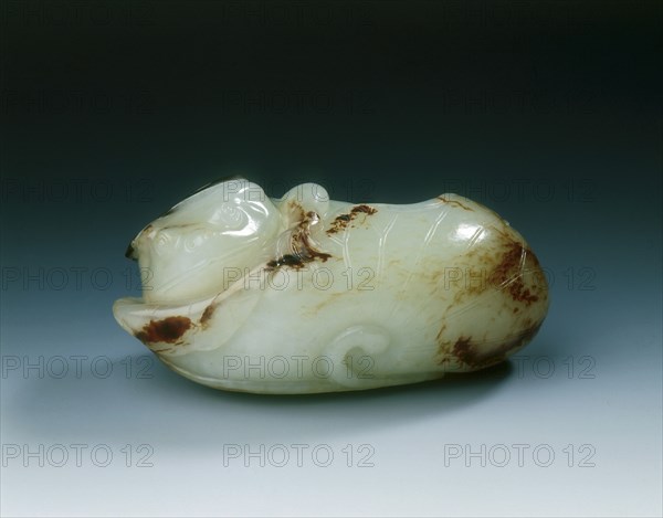 Jade toad in lotus waiting in ambush, Ming dynasty, China, 1368-1644. Artist: Unknown