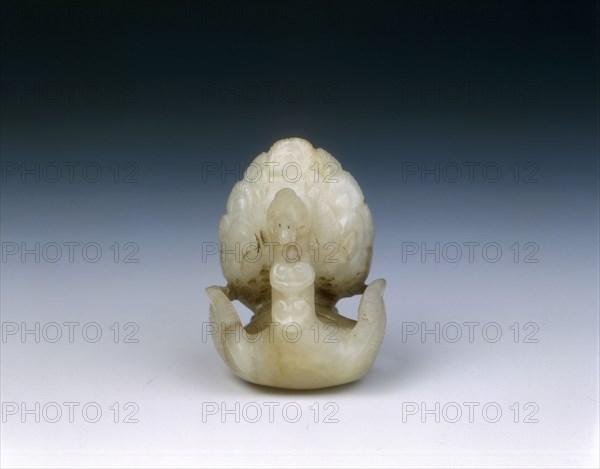 Jade peacock headdress finial, High Tang period, China, 684-756. Artist: Unknown