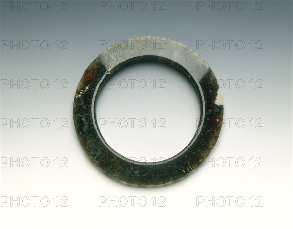 Moss-green agate pectoral ring, Warring States Period, China, 475-221 BC. Artist: Unknown