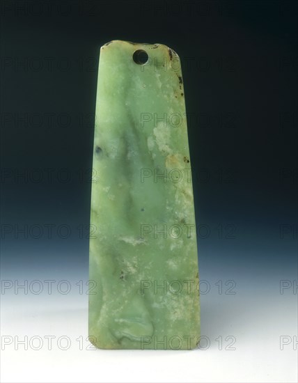 Jade axe blade with two holes, neolithic, Liangzhu culture, China, c3400-2250 BC. Artist: Unknown