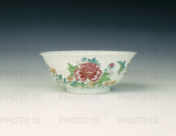 Famille rose bowl with peonies and daisies, Qing dynasty, Yongzheng period, China, 1723-1735. Artist: Unknown