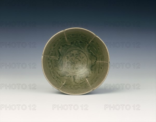 Yaozhou celadon six-lobed bowl, early Jin dynasty, second quarter of 12th century. Artist: Unknown