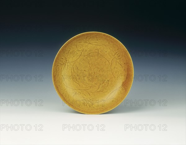 Yellow glazed dish, Late Ming dynasty, China, 17th century. Artist: Unknown