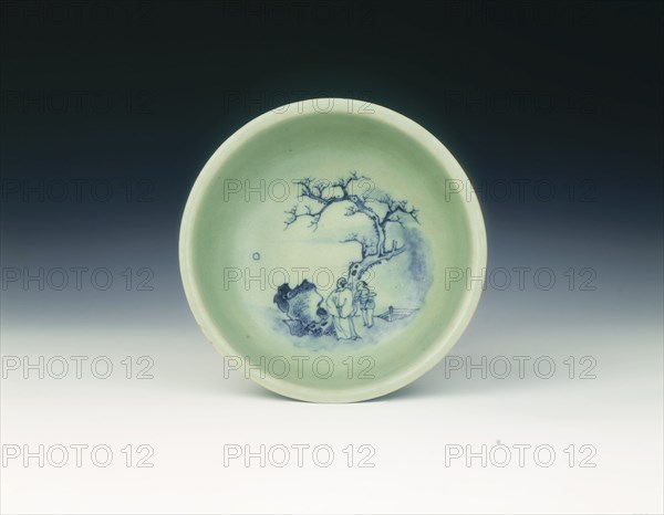 Celadon and underglaze blue bowl, Qing dynasty, China, second half of 17th century. Artist: Unknown