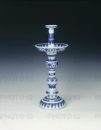 Candlestick with Ming style decoration, Qing dynasty, Qianlong period, China, 1736-1795. Artist: Unknown
