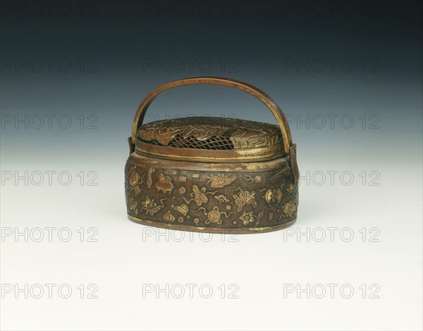 Gilded copper hand warmer, China, 1600-1650. Artist: Unknown