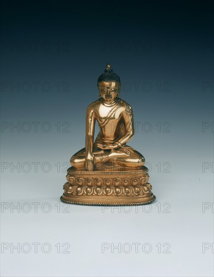 Gilt brass seated Sakyamuni Buddha, Tibet, 17th century. Artist: Unknown