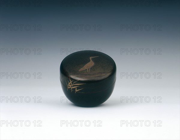 Lacquer natsume with stork, Middle Edo period, Japan, 18th century. Artist: Unknown