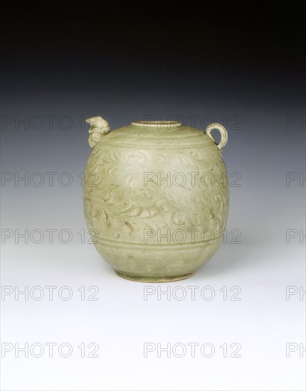 Celadon ewer with carved decoration of Yaozhou type, Vietnam, 12th-13th century. Artist: Unknown