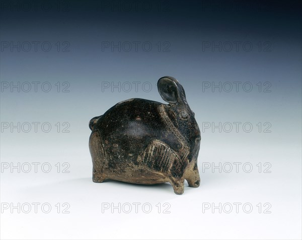 Brown glazed rabbit-shaped stoneware lime pot, Cambodia, 12th-14th century. Artist: Unknown