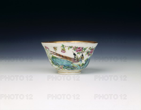 Famille rose bowl with pheasant, Qing dynasty, China, 1st half of 19th century. Artist: Unknown