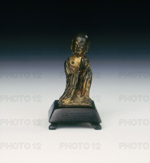 Gilt bronze figure of a monk, Late Six Dynasties period or Tang dynasty, China, 6th-10th century. Artist: Unknown