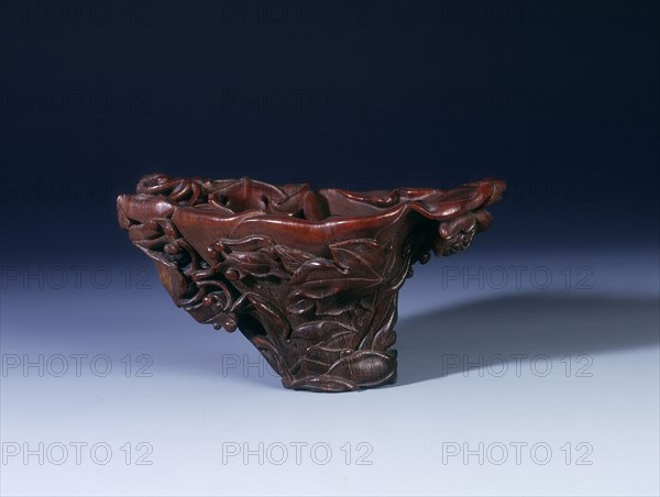 Rhino horn cup of flower shape, Kangxi period, Qing dynasty, China, 1662-1722. Artist: Unknown