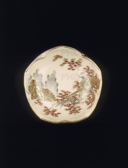 One of a pair of Satsuma 5-lobed petal shaped bowls, Meiji period, Japan, 1890. Artist: Unknown