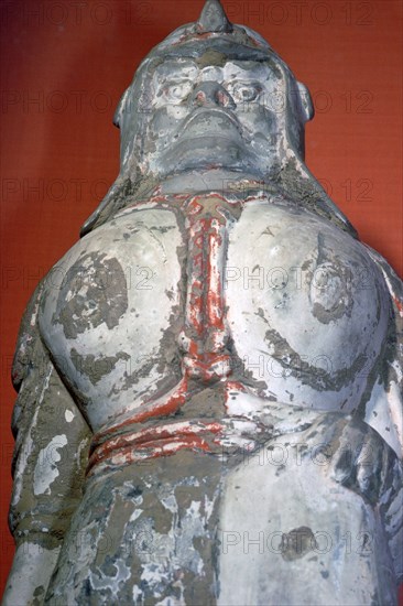 Terracotta painted soldier from the six dynasties period, China. Artist: Unknown