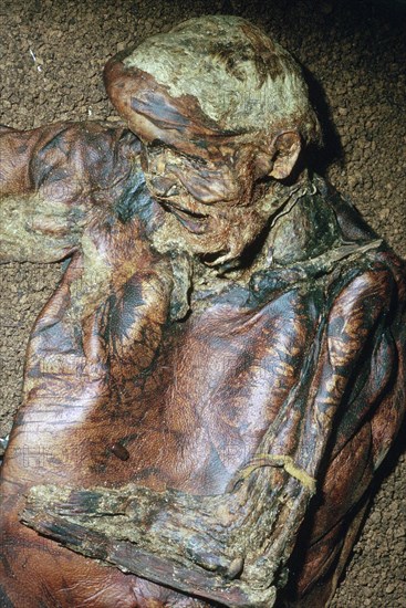 Lindow Man, found in a peat moss bog in Ireland, c2nd century BC. Artist: Unknown