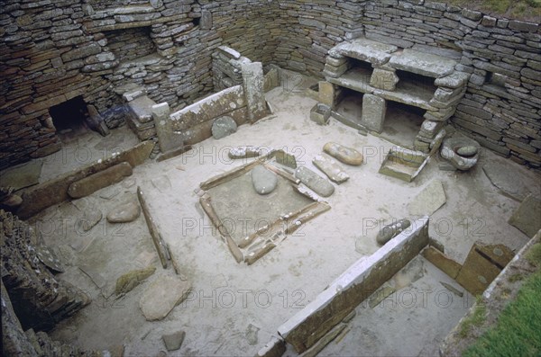 Interior of Neolithic Hut. Artist: Unknown