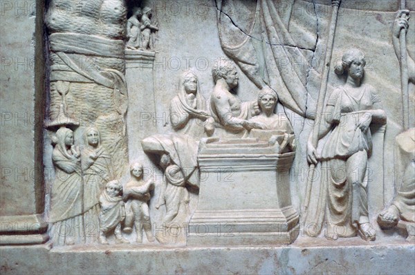 Greek relief of a family sacrificing. Artist: Unknown