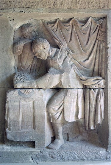 Roman relief of a tax-collector. Artist: Unknown